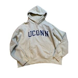 MV Sport UCONN Huskies Pullover Hoodie Sweatshirt Womens XL Beige